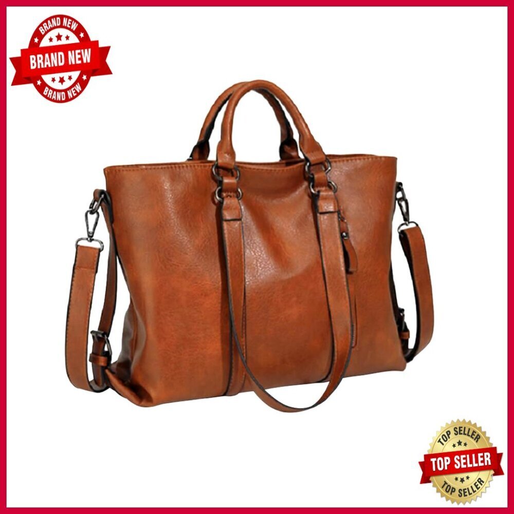 Large Capacity PU Leather Tote Bag Hobo Handbag Work Travel Shoulder Bag